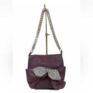 Authentic Chloe Purple Chain Shoulder Bag with Bow & gold accents Rhinestones